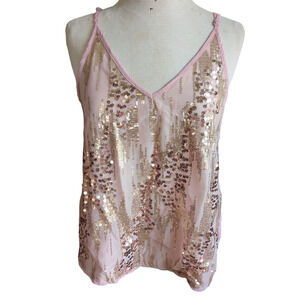 NWT Shein Bae rose gold sweetheart sequin cami top #21